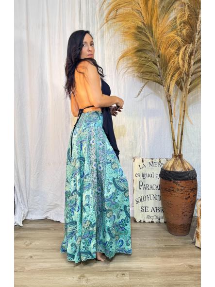 PANTALON CACHIMIR TIPO BOHO FONDO TURQUESA [1]