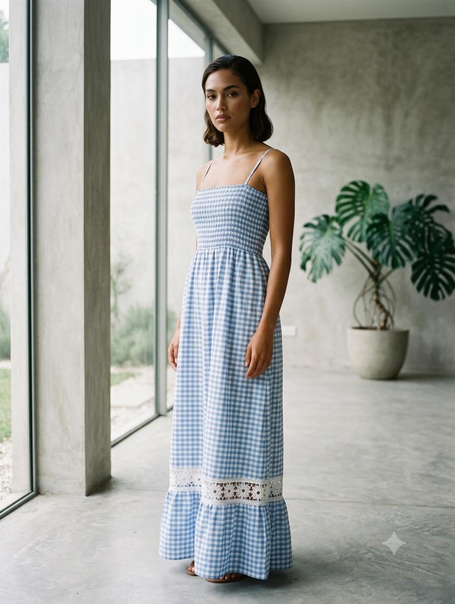 VESTIDO VICHY AZUL PRECIOSO