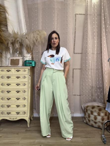 PANTALON TRAJE ANCHO VERDE LIMA  [0]