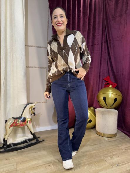 JERSEY ROMBBOS MARRON