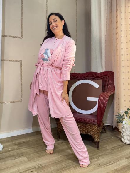 PIJAMA SUAVE OSO 3 PIEZAS ROSA [0]