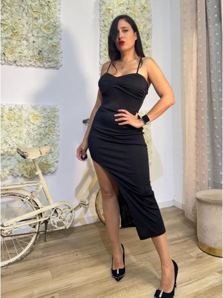 VESTIDO NEGRO ELASTICO CON TIRANTES