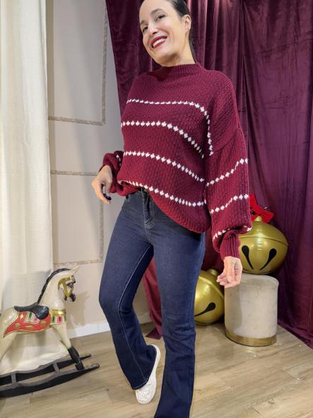 JERSEY NAVY MANGAS ABULLONADA GRANATE