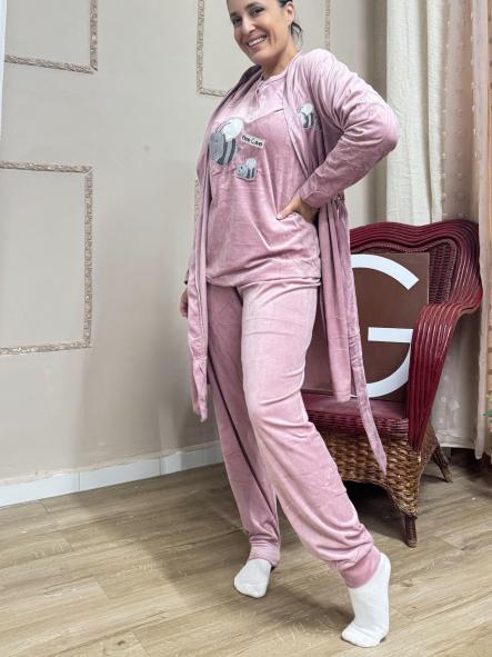PIJAMA SUAVE ABEJA 3 PIEZAS ROSA