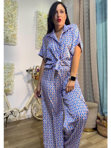 CONJUNTO CAMISA PANTALON ROMBOS AZULES  [1]