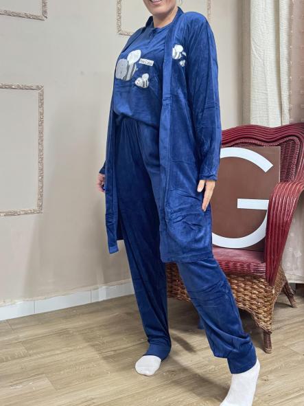 PIJAMA SUAVE ABEJA 3 PIEZAS AZUL [1]
