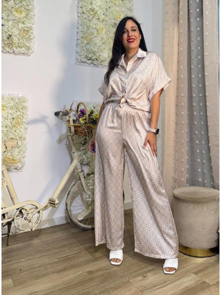 CONJUNTO CAMISA PANTALON ROMBOS BEIG