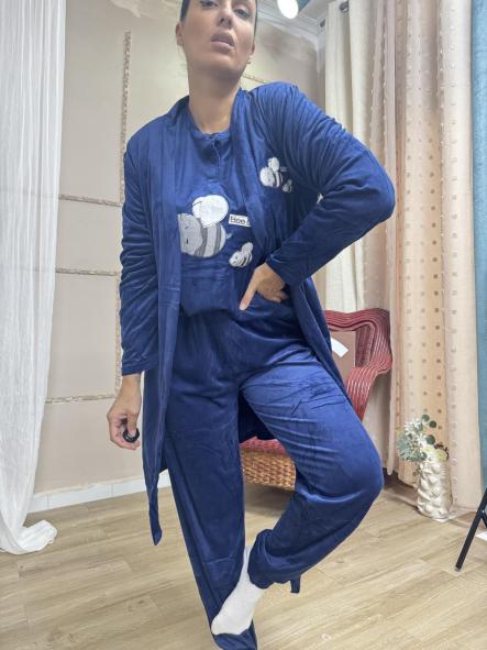 PIJAMA SUAVE ABEJA 3 PIEZAS AZUL [2]