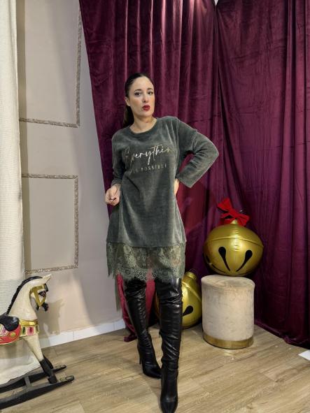 VESTIDO VERDE PANILLA CON ENCAJE BAJO [0]