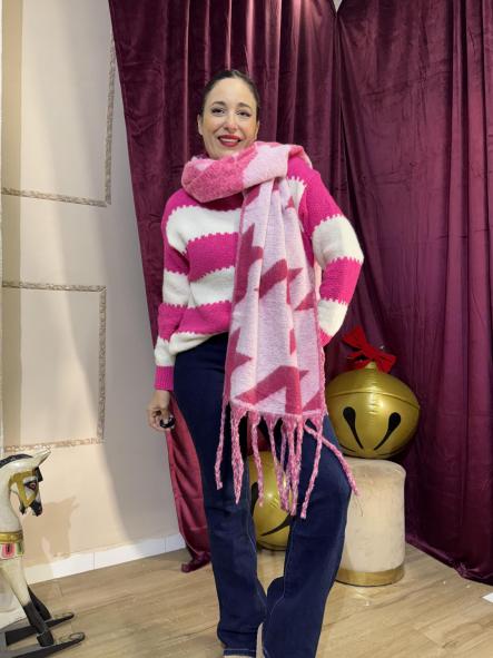 BUFANDA BEIG Y FUCSIA [0]