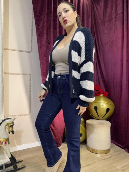 REBECA DE LANA RAYAS AZUL MARINO Y BEIG