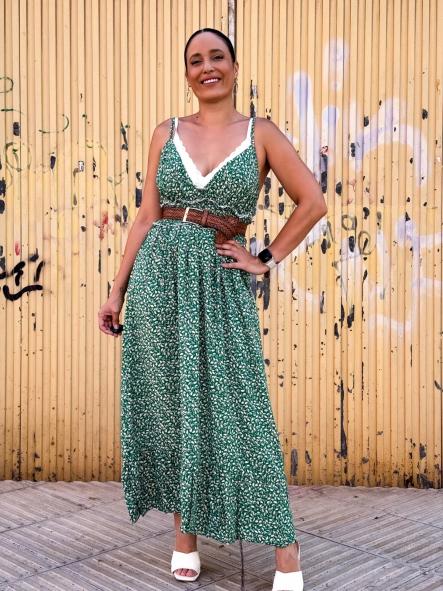 VESTIDO FLORES VERDE
