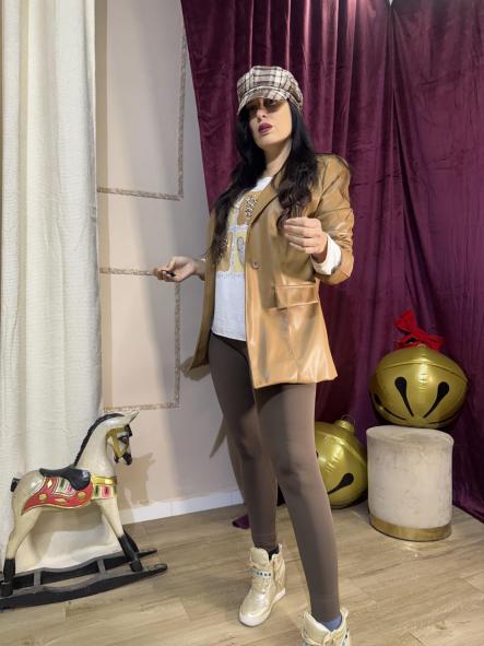 CHAQUETA POLIPIEL CORTE AMERICANA  CAMEL [0]