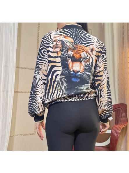 CHAQUETA TIPO BOMBER CEBRA TONOS NEGROS Y MARRONES [1]