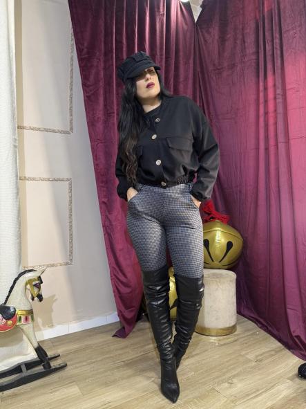 CHAQUETA BOMBER NEGRA BOTONES DORADOS [1]