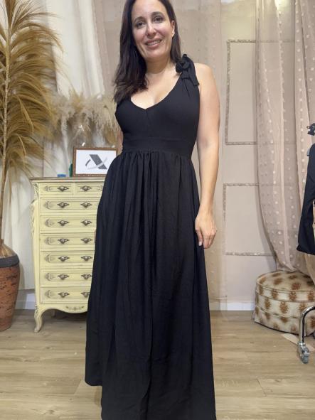 VESTIDO NEGRO DE LINO  [0]