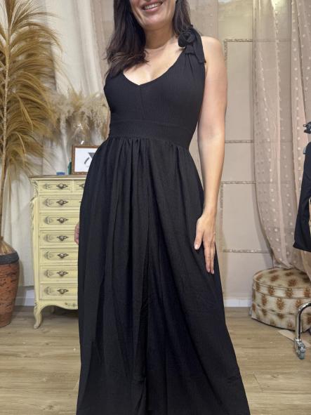 VESTIDO NEGRO DE LINO  [1]