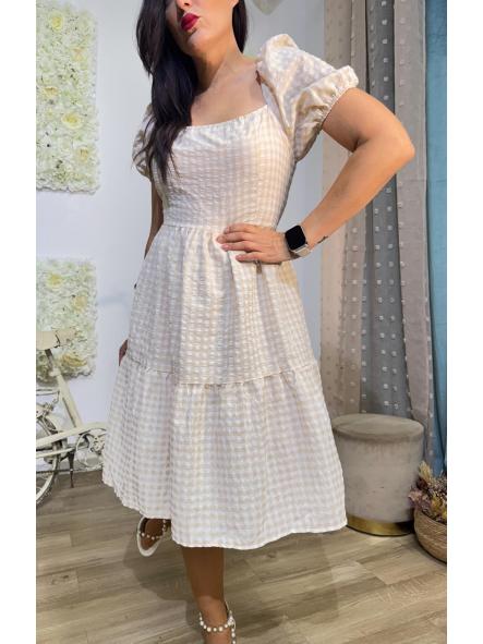 VESTIDO VICHY CAMEL