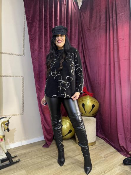 JERSEY DE CHINILLA NEGRO CON BORDADOS BLANCO [0]