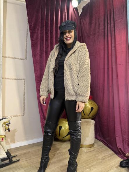 CHAQUETA PELOCHO BEIG CON CAPUCHA [0]