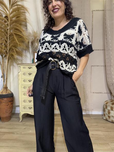 JERSEY GANCHILLO DETALLES NEGROS