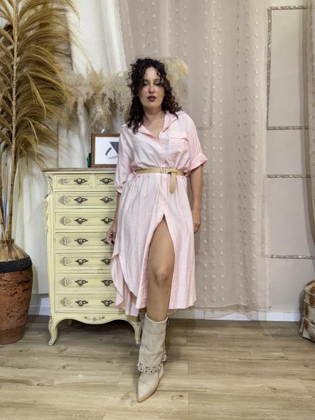 VESTIDO CAMISERO ROSA [0]