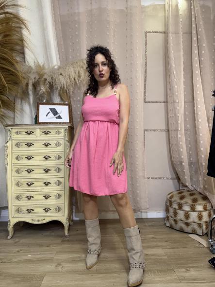 VESTIDO TIRANTES BOLAS ROSA [1]