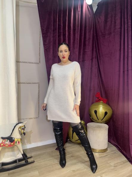 VESTIDO DE PUNTO BEIG [0]