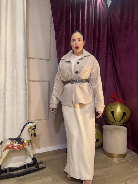 VESTIDO DE PUNTO MAXILARGO HUESO [0]