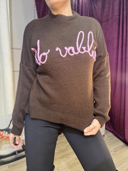 JERSEY NEW LETRAS ROSAS MARRON