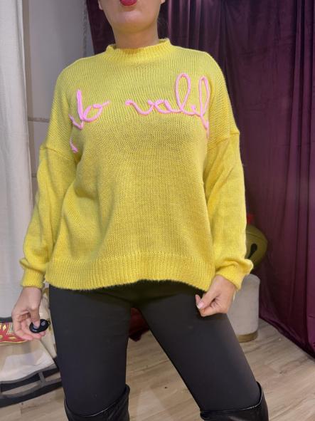 JERSEY NEW LETRAS ROSAS AMARILLO [0]