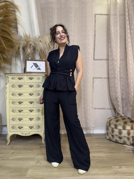 TRAJE CHALECO NEGRO EBILLA DORADA  [2]