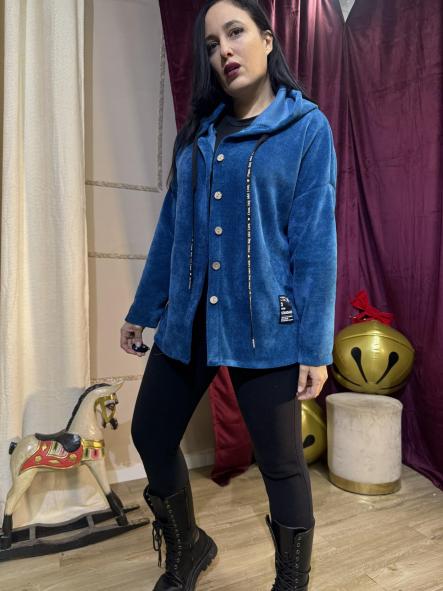 CHAQUETA CAMISA PANILLA TURQUESA