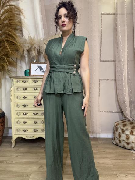 TRAJE CHALECO VERDE EBILLA DORADA  [4]