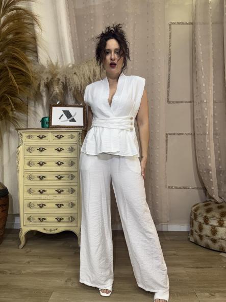TRAJE CHALECO BLANCO EBILLA DORADA  [0]