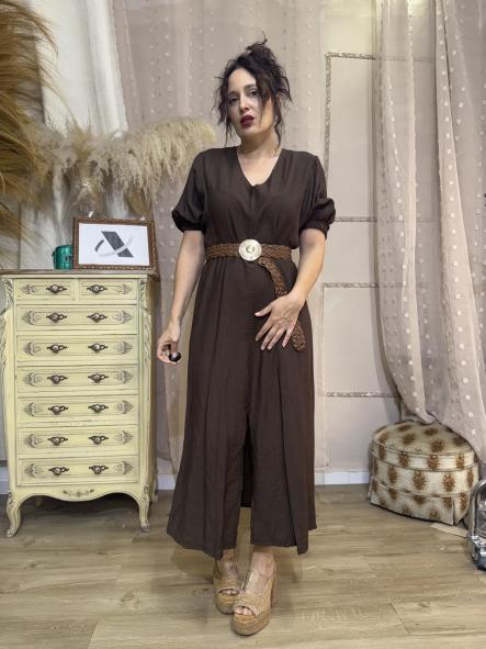 VESTIDO LINO MARRON [0]