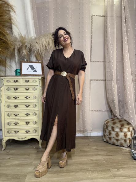 VESTIDO LINO MARRON [2]