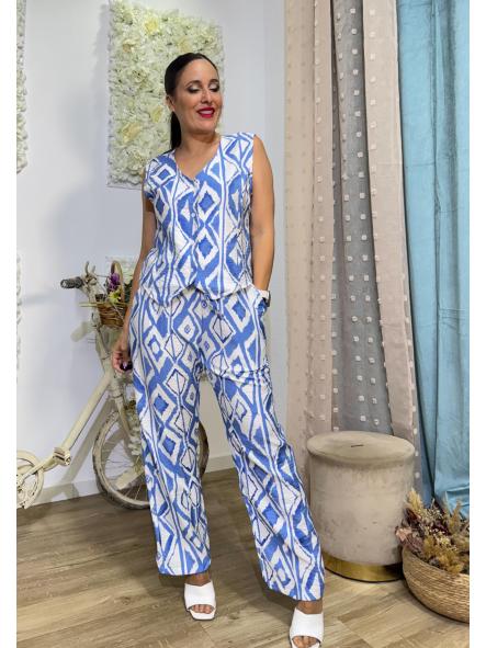 CONJUNTO KENYA AZUL CHALECO Y PANTALON