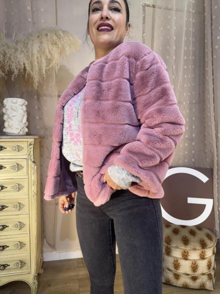 CHAQUETA PELOCHO ROSA CHICLE SIN CAPUCHA [1]