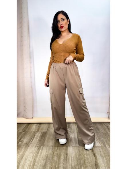 Pantalón Tipo Chándal Cargo Beige 