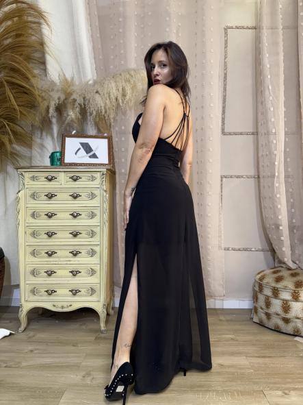 VESTIDO ESPALDA  GOMA NEGRO