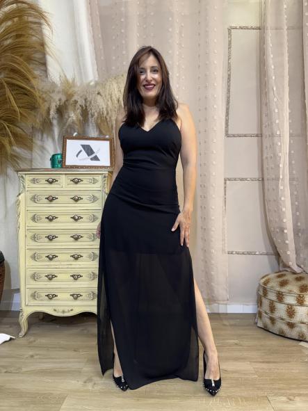 VESTIDO ESPALDA  GOMA NEGRO [0]