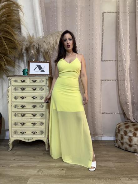 VESTIDO ESPALDA  GOMA AMARILLO [0]