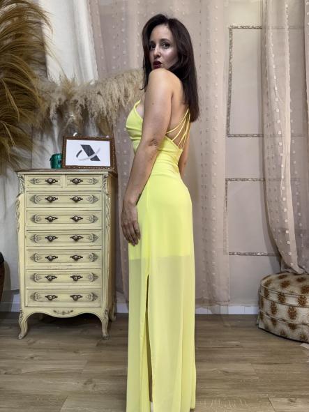 VESTIDO ESPALDA  GOMA AMARILLO