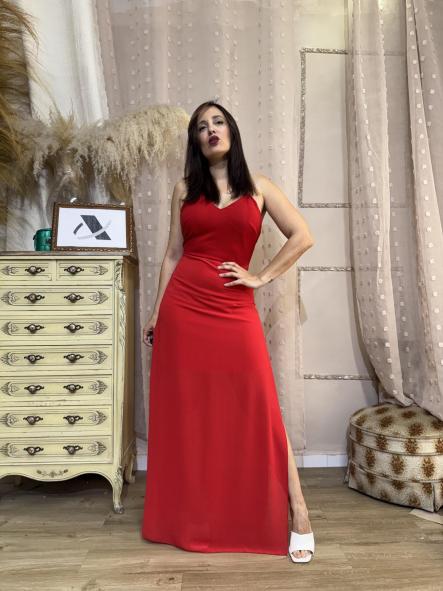 VESTIDO ESPALDA  GOMA ROJO [0]
