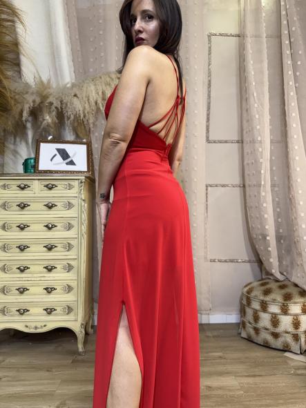 VESTIDO ESPALDA  GOMA ROJO [2]
