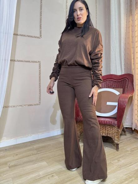 CONJUNTO MARRON PANTALON CON MANGAS ELASTICAS [2]