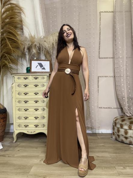VESTIDO ESPALDA  boho CAMEL