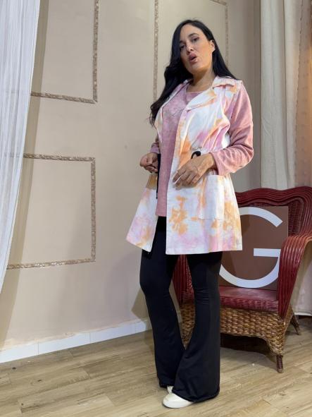 CHALECO DIFUMINADOS TONOS BEIG Y ROSA