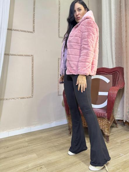 CHAQUETA REVERSIBLE ROSA CON CAPUCHA